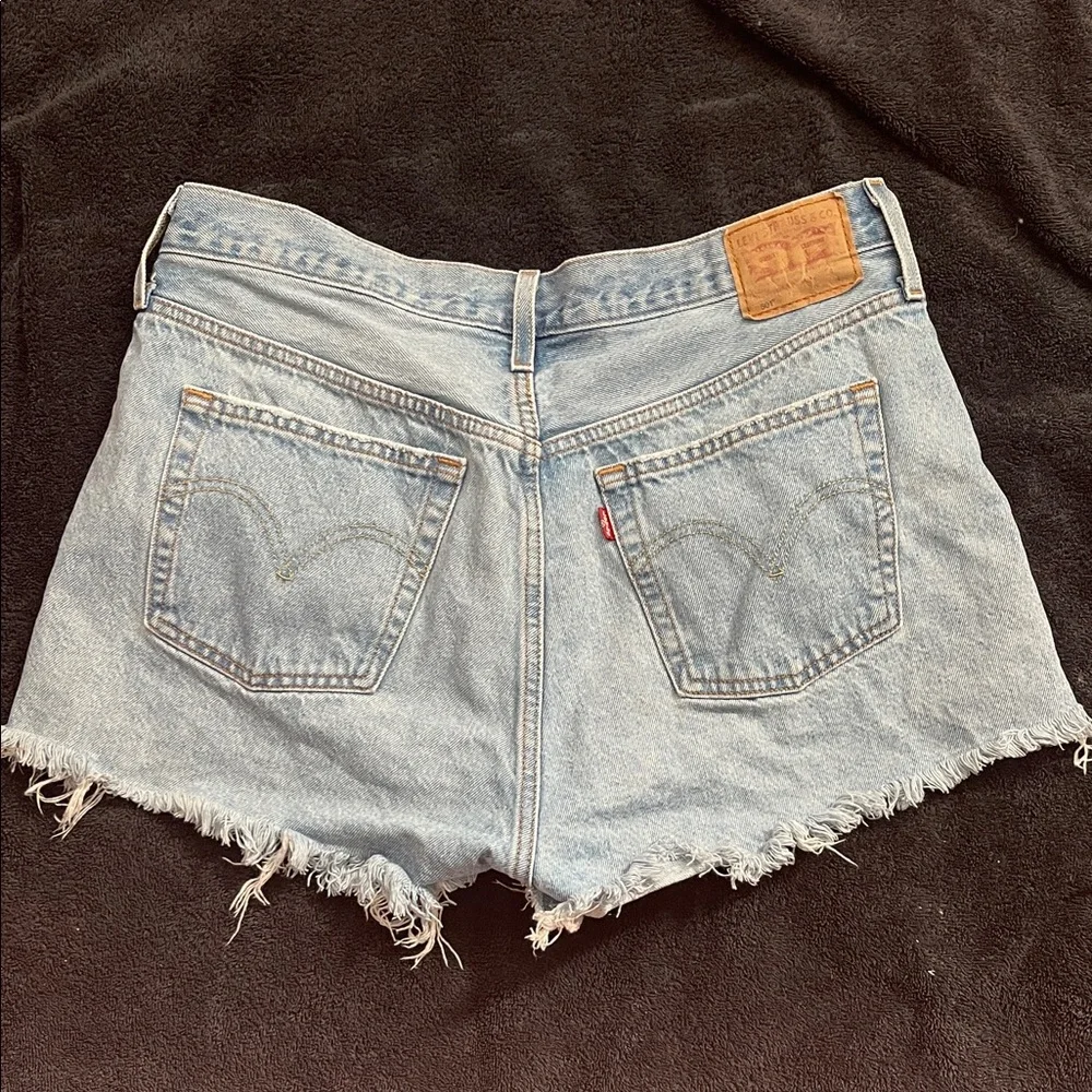 Levi's Light Blue Distressed Jean Shorts - Picture 4 of 4